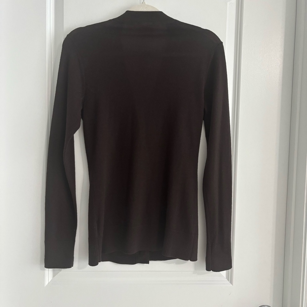 TORY BURCH 100% MERINO WOOL BROWN CARDIGAN - Picture 3 of 7